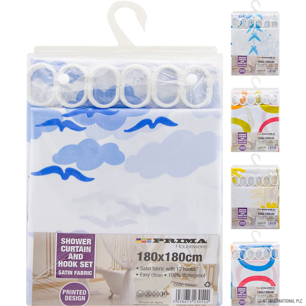 Satin Fabric Shower Curtain 180 x 180cm