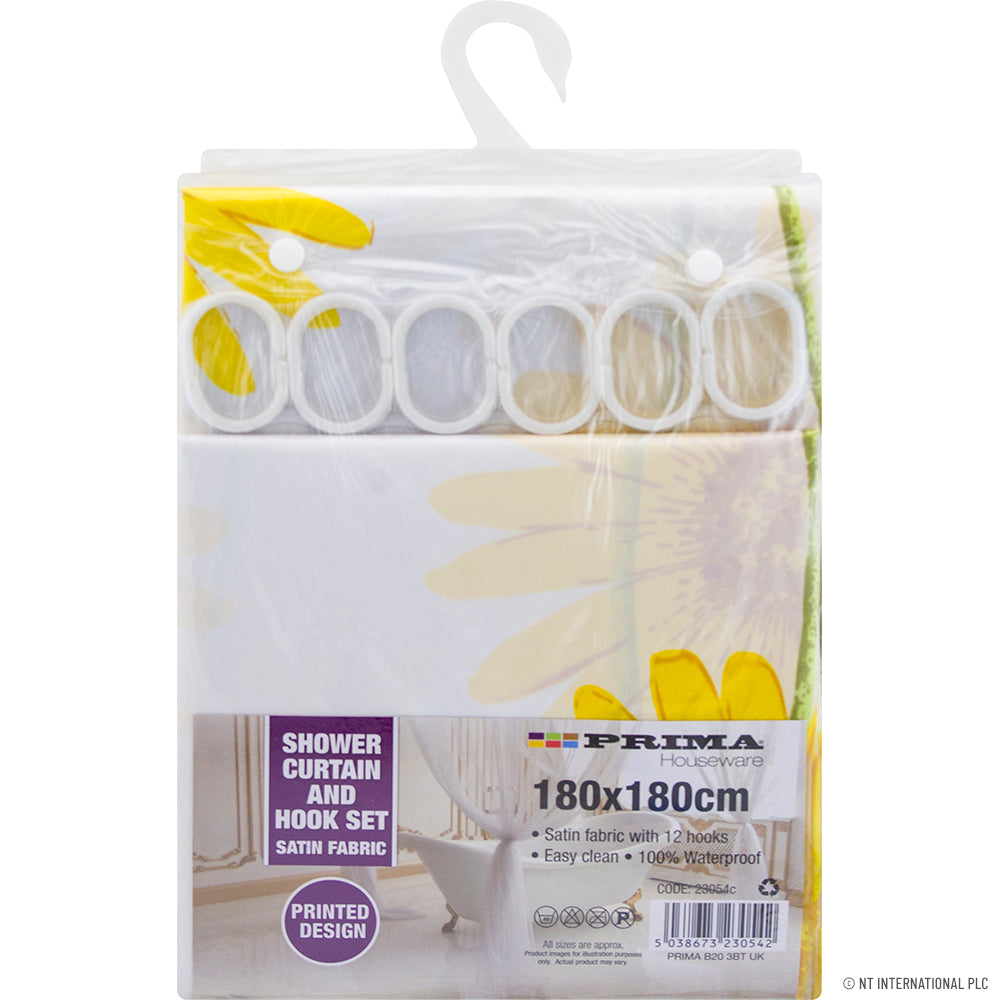 Satin Fabric Shower Curtain 180 x 180cm
