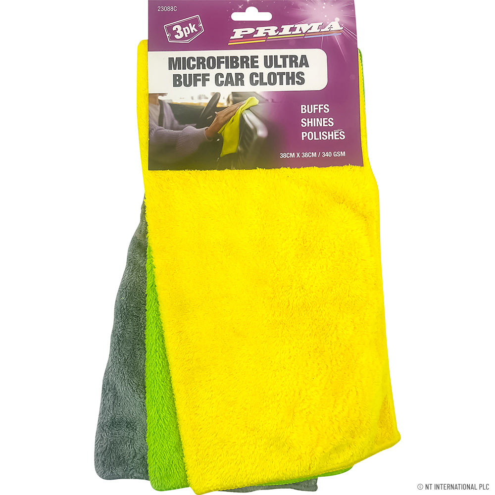 3pc Microfibre Ultra Buff Car Cloths (38x38cm