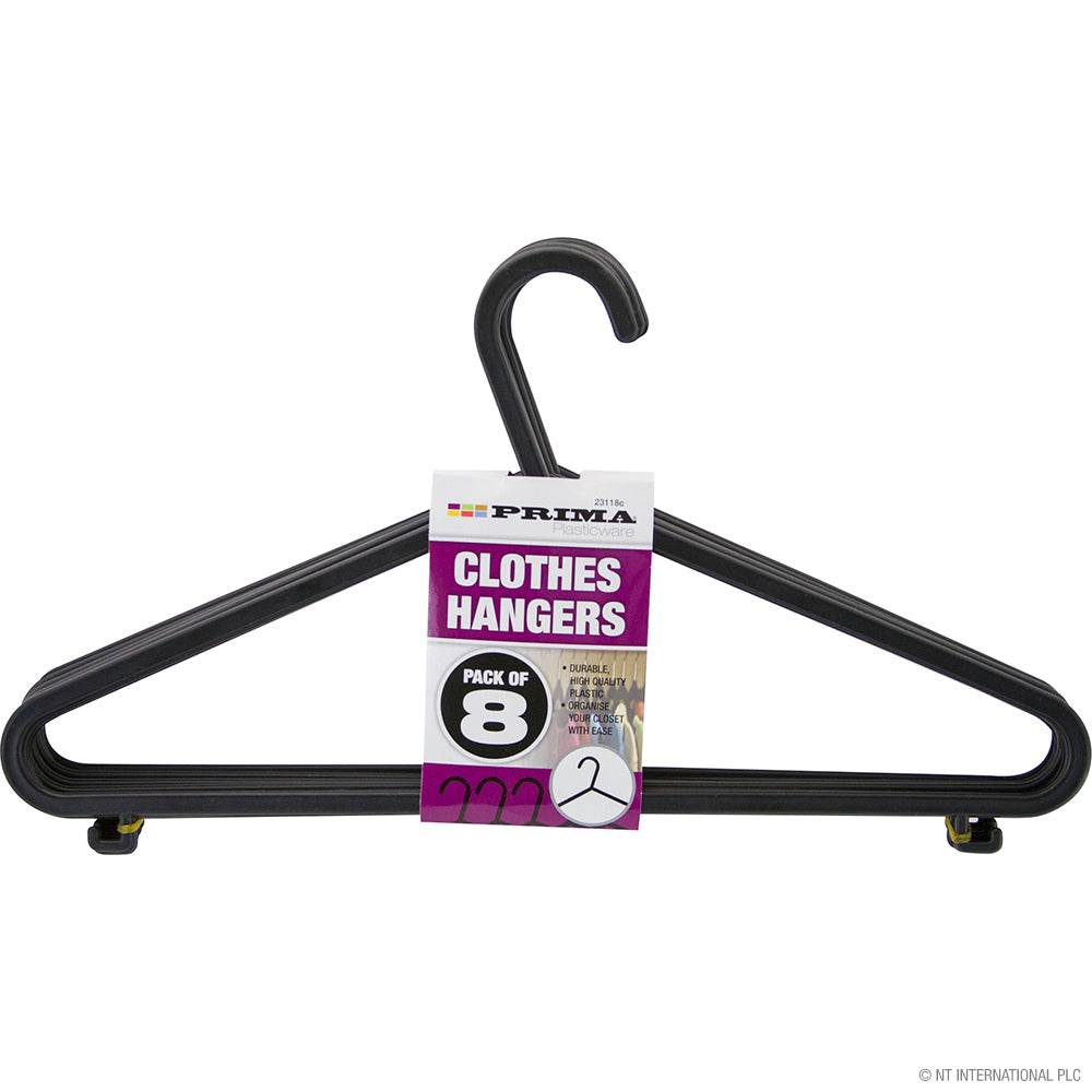 8pc Adult Plastic Hanger (Black Color)