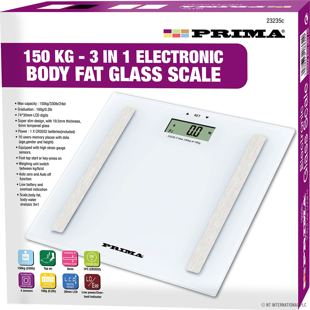 3 In 1 Body Fat Bathroom Scale 150kg