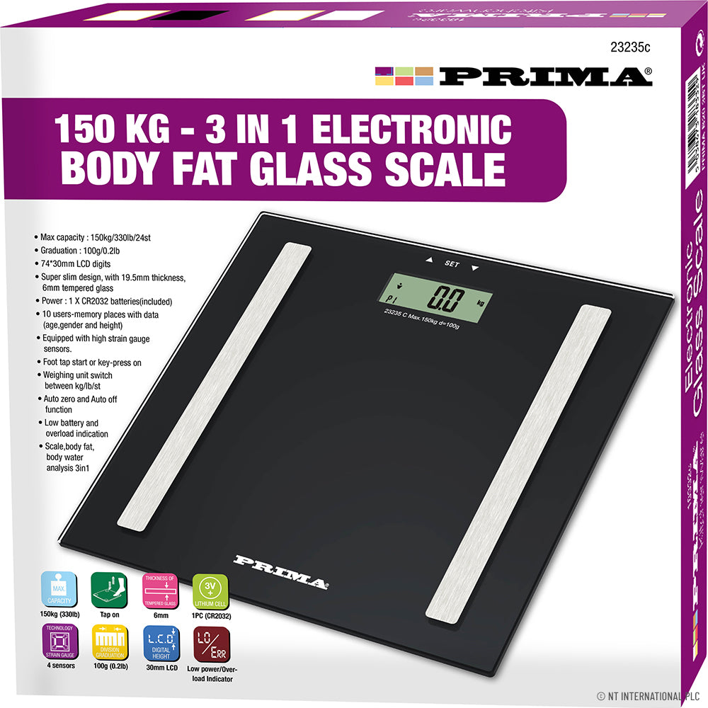 3 In 1 Body Fat Bathroom Scale 150kg