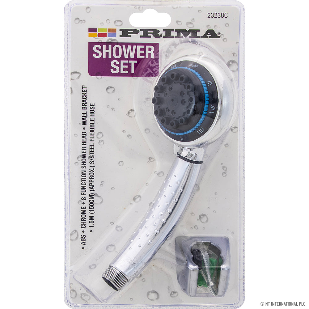 8 Function Shower Head with 150cm S/S Hose