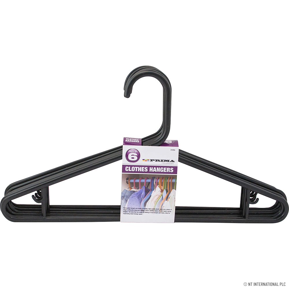 6pc Adult Clothes Hangers (Black) H/Duty