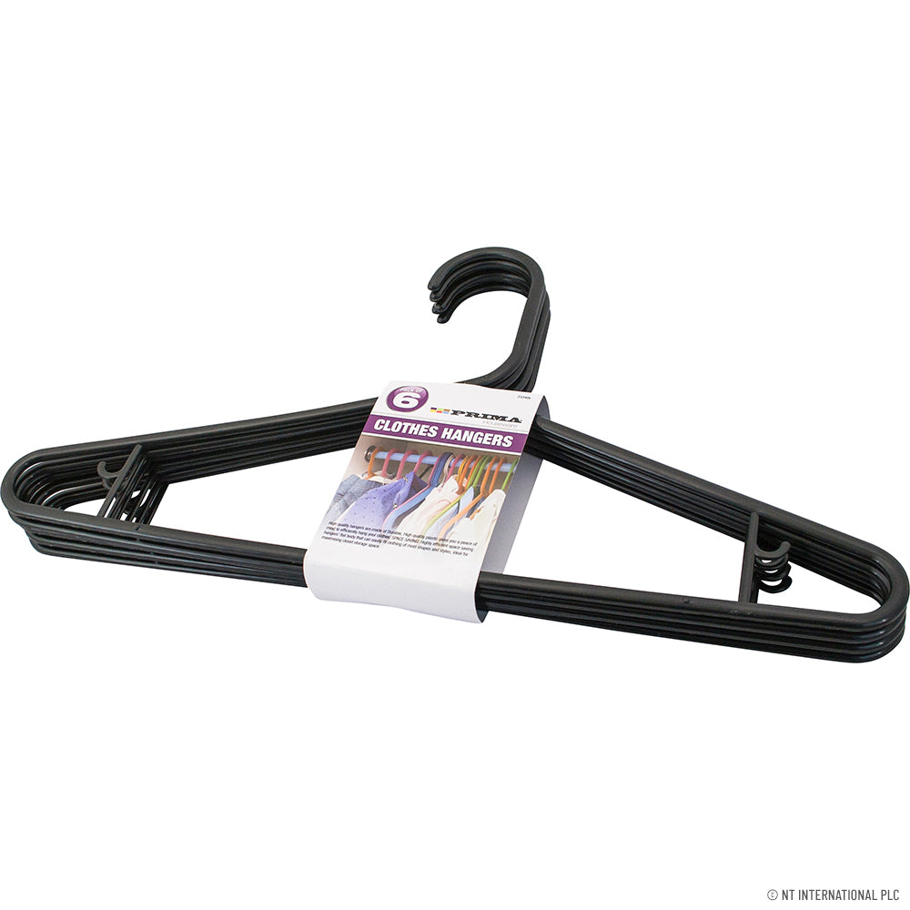 6pc Adult Clothes Hangers (Black) H/Duty
