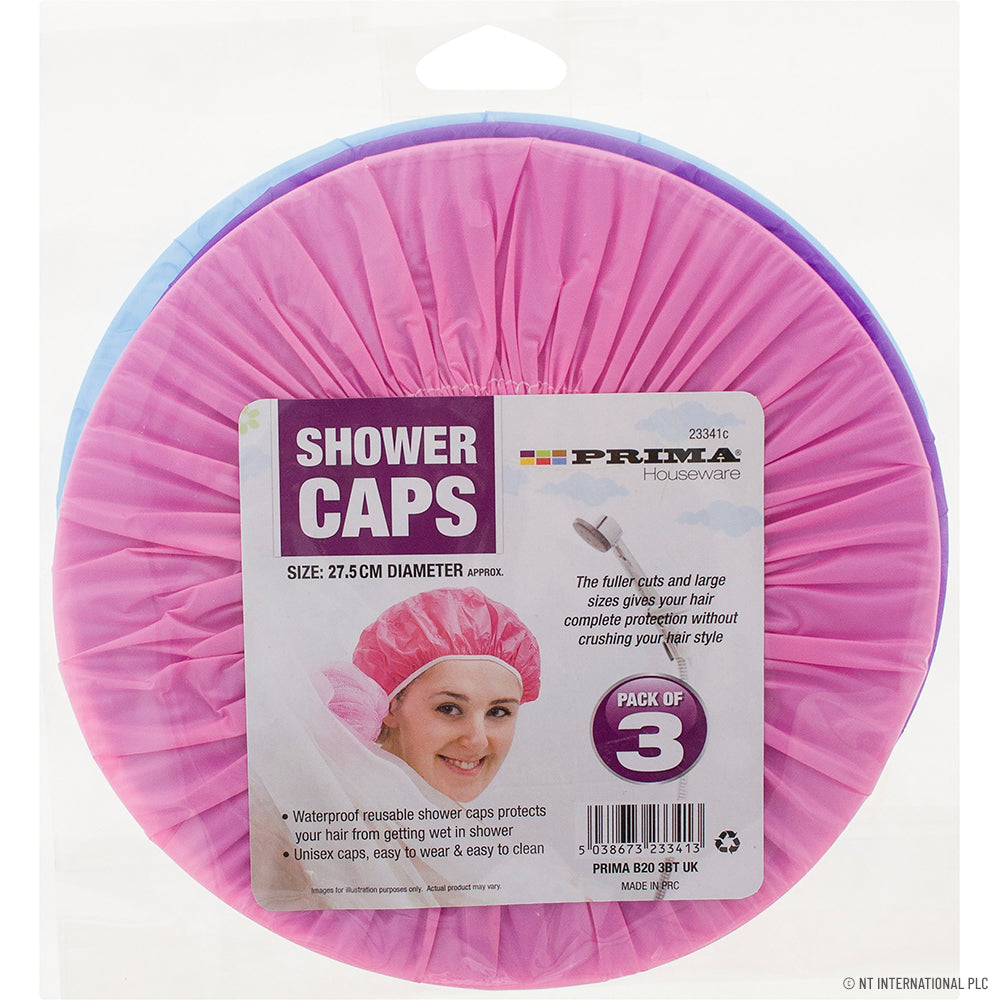 3pk Shower Caps - 27.5cm Dia