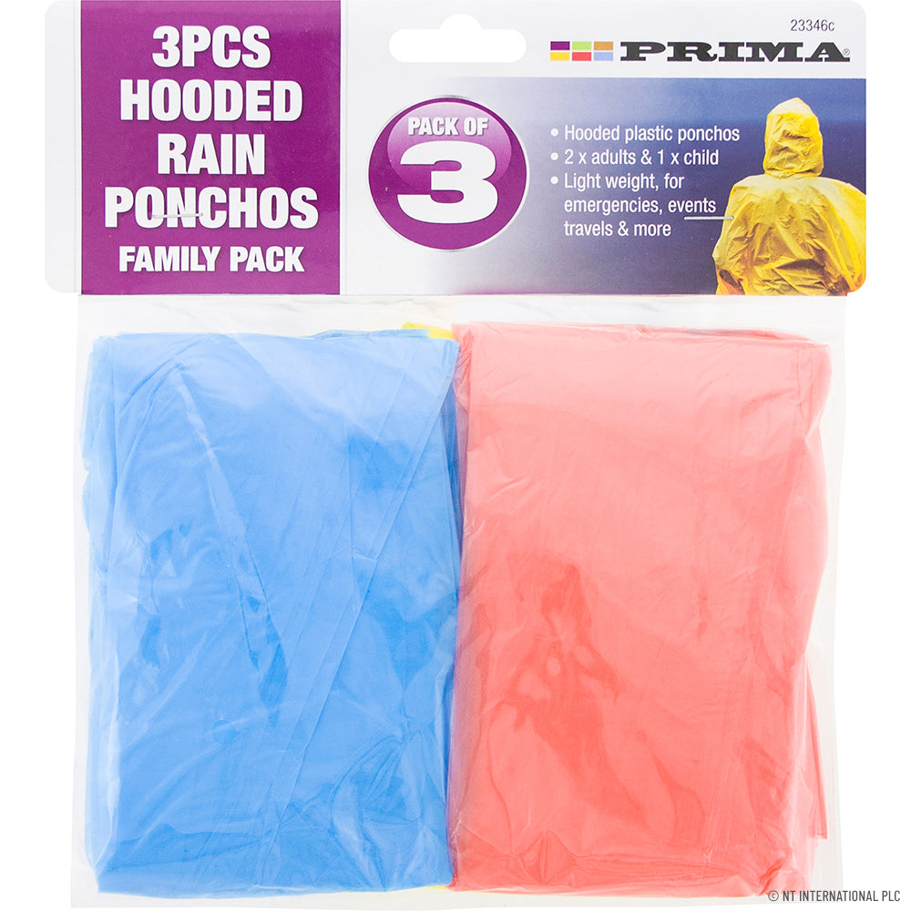 Peak Kit 3pk Poncho Hooded Rain Coat - Family Pack - Peak Kit