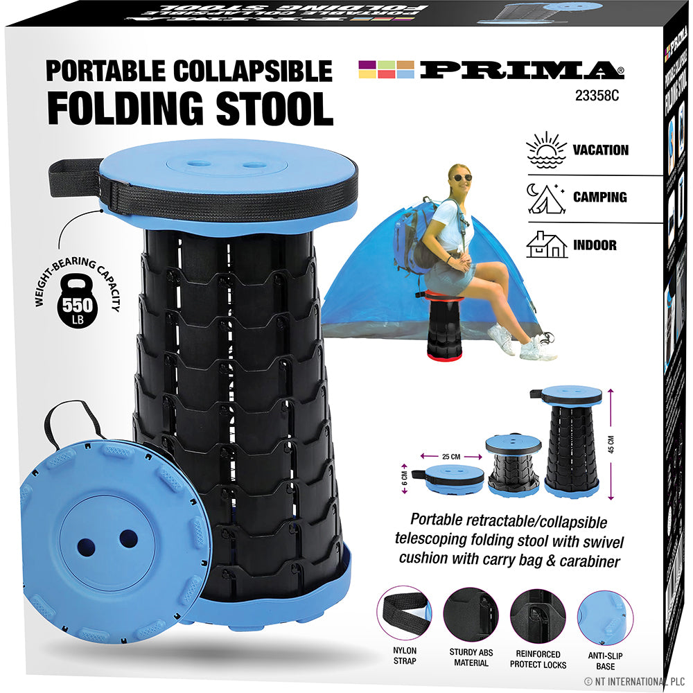 Portable Collapsible Stool (7cm-45cm), Black