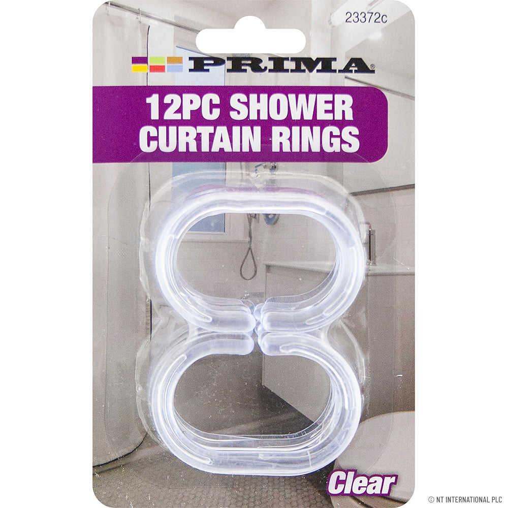 12pc Clear Shower Curtain Rings