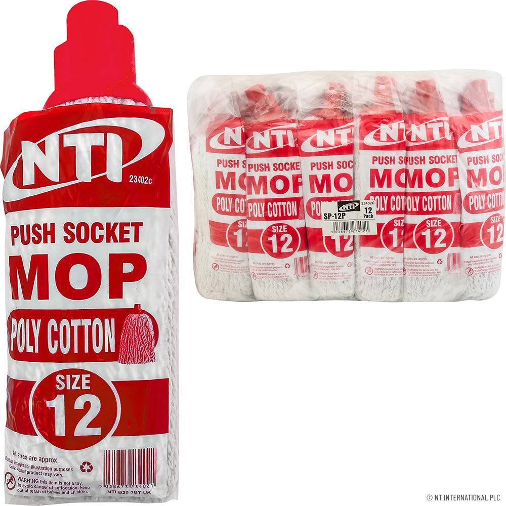 Size 12 Poly Cotton Mop Push Socket Plastic (
