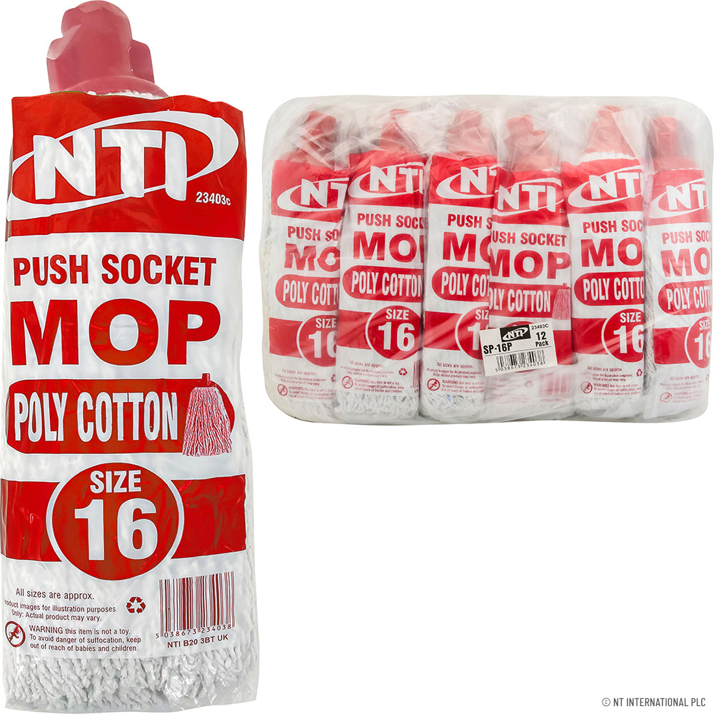 Size 16 Poly Cotton Mop Push Socket Plastic (