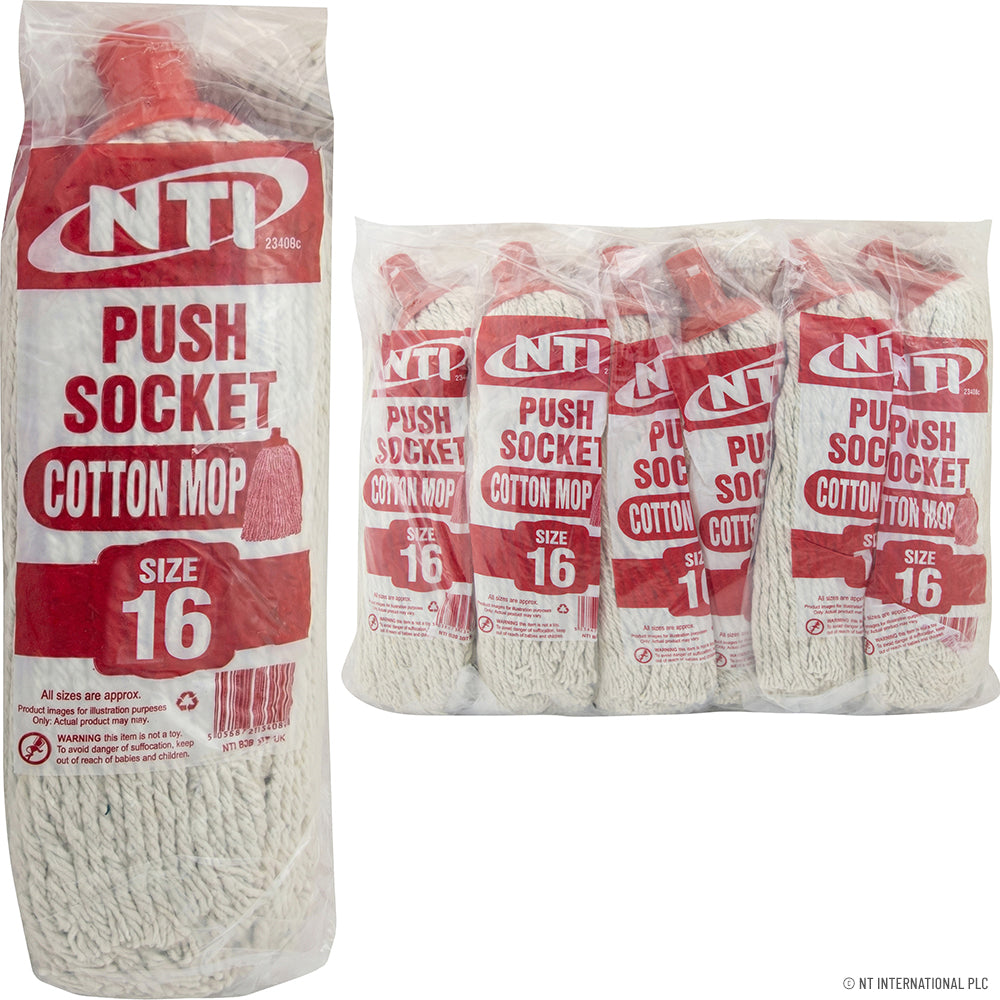 Size 16 Poly Cotton Mop Push Socket Plastic