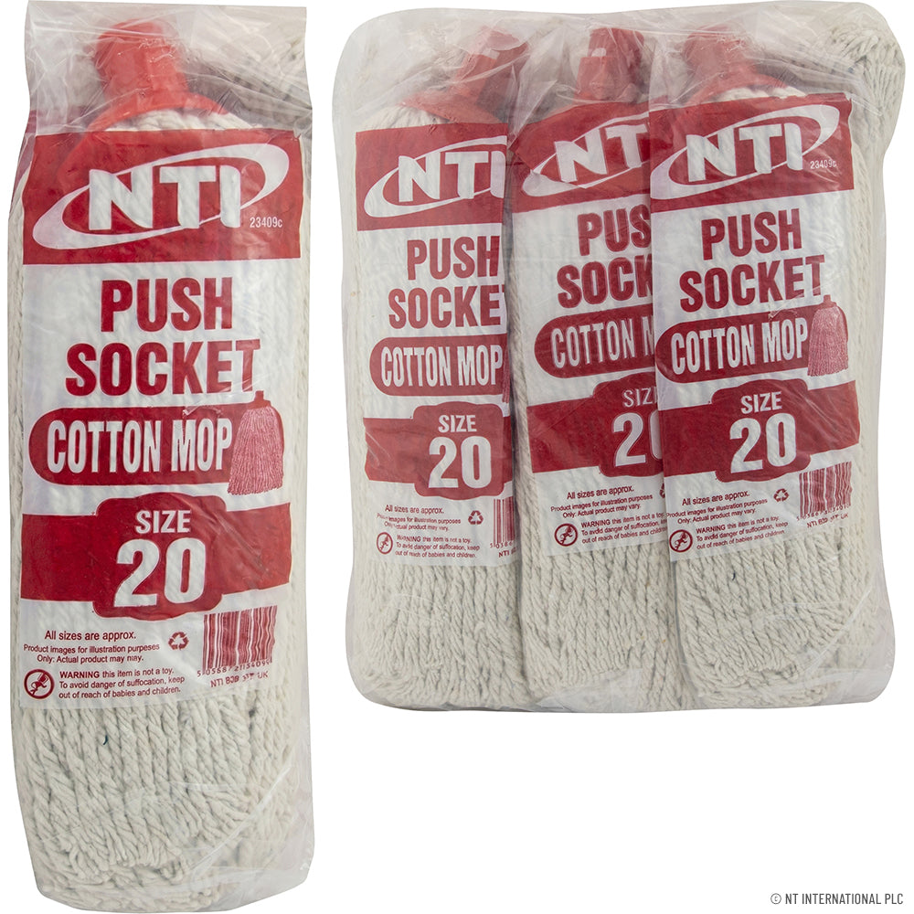 Size 20 Poly Cotton Mop Push Socket Plastic