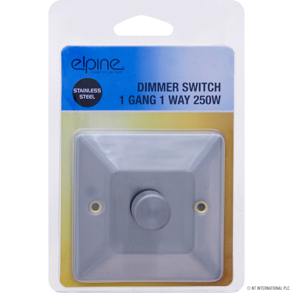 Peak Kit Dimmer Switch 1 Gang 2 Way 250w Stainless Steel - Peak Kit