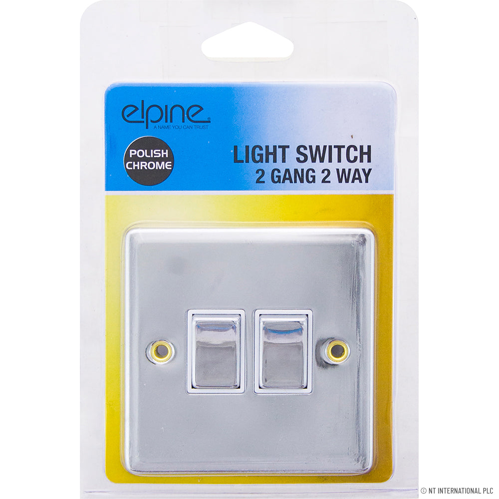 Peak Kit 10A 2 Gang 2 Way Light Switch Chrome - Peak Kit