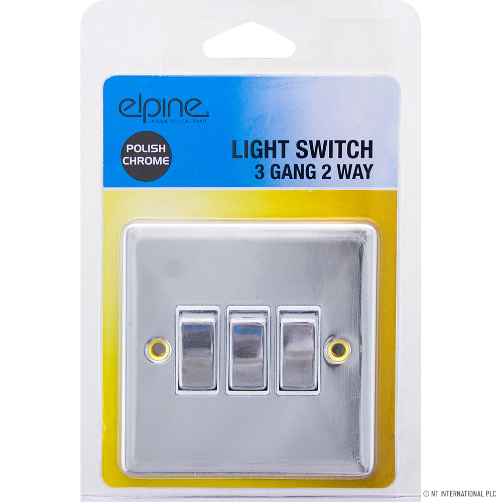 Peak Kit 10A 3 Gang 2 Way Light Switch Chrome - Peak Kit