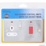 Peak Kit 45A Cooker Switch - 13A Socket Neon Chrome - Peak Kit