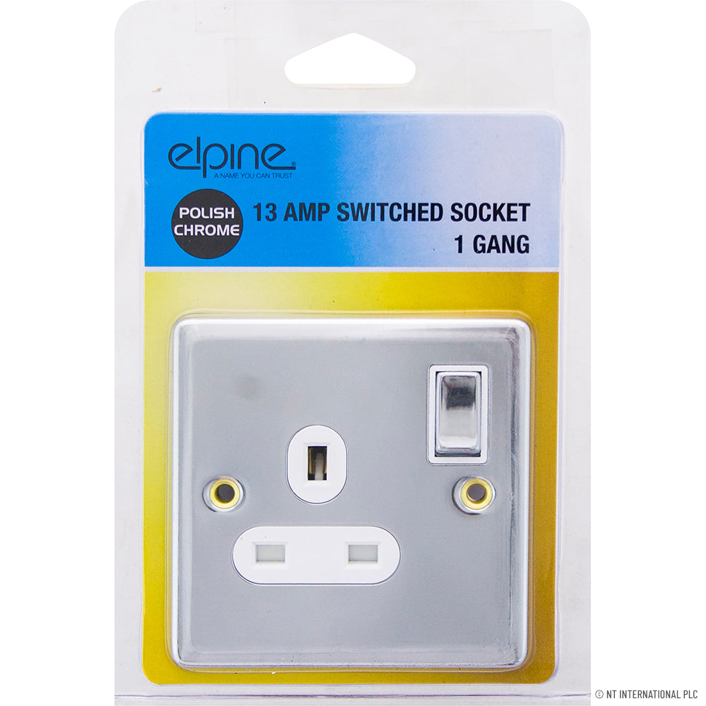 Peak Kit 13A 1 Gang Switched Socket Chrome - Peak Kit