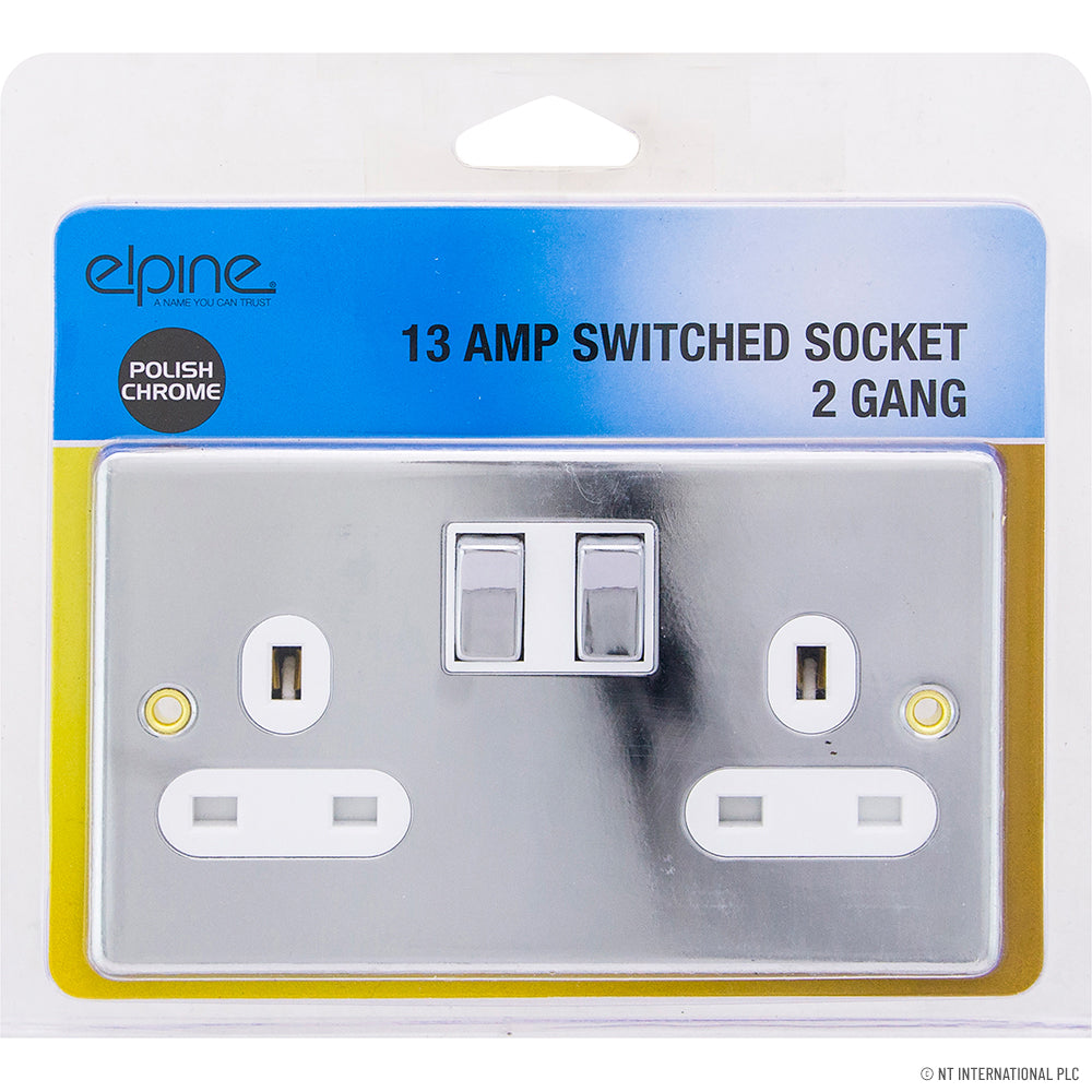 Peak Kit 13A 2 Gang Switched Socket Chrome - Peak Kit