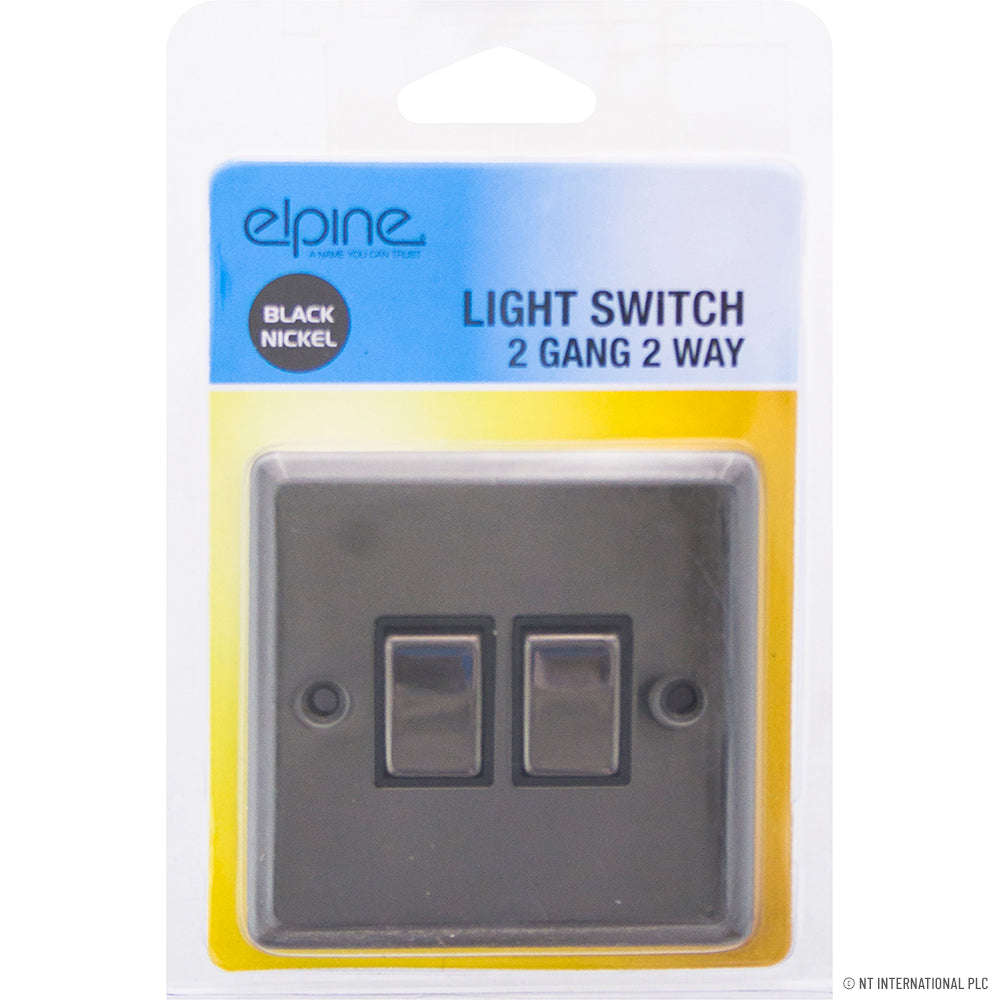 10A 2 Gang 2 Way Light Switch Black Nickel