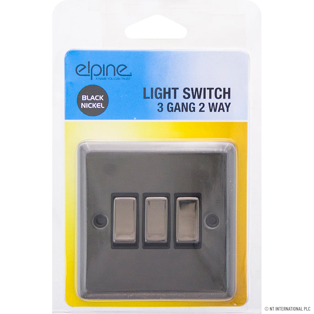 10A 3 Gang 2 Way Light Switch Black Nickel