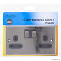 13A 2 Gang Switched Socket Black Nickel