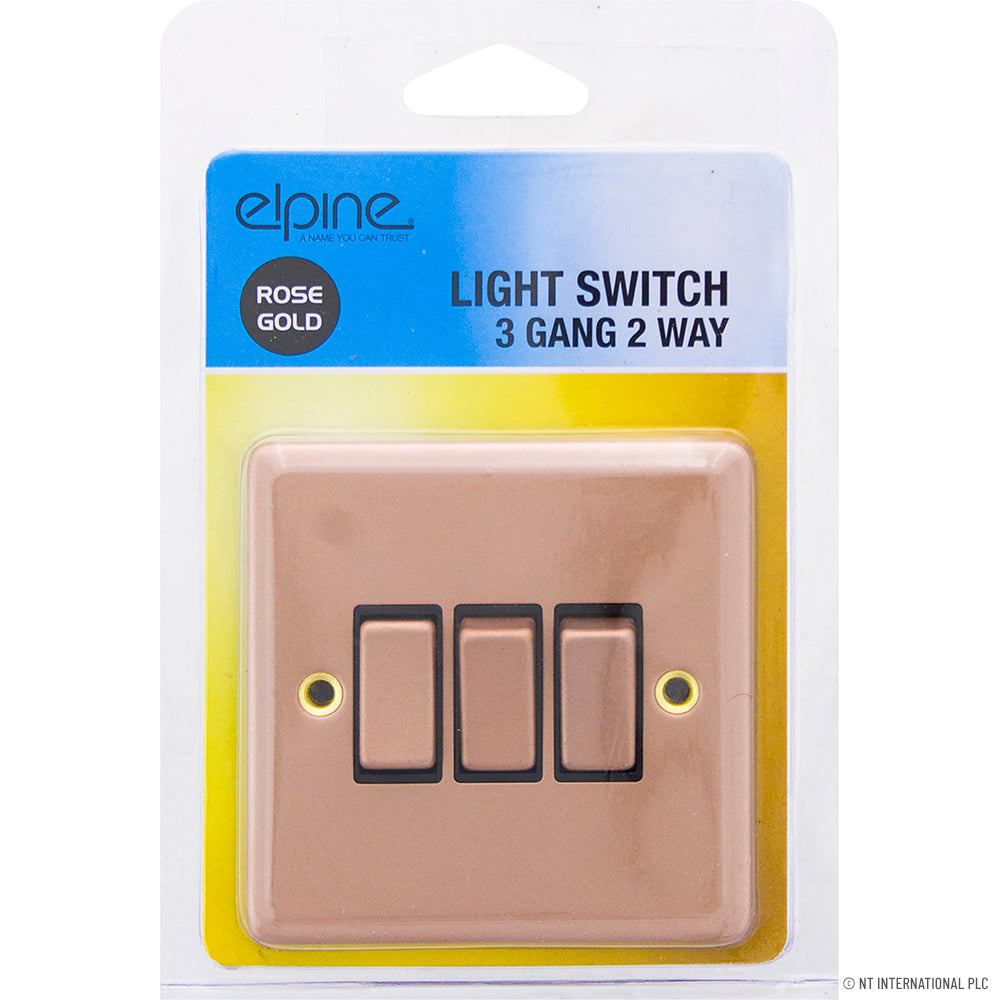 10A 3 Gang 2 Way Light Switch Rose Gold