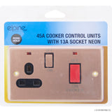 Peak Kit 45A Cooker Switch - 13A Socket Neon Rose Gold - Peak Kit