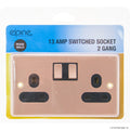 13A 2 Gang Switched Socket Rose Gold