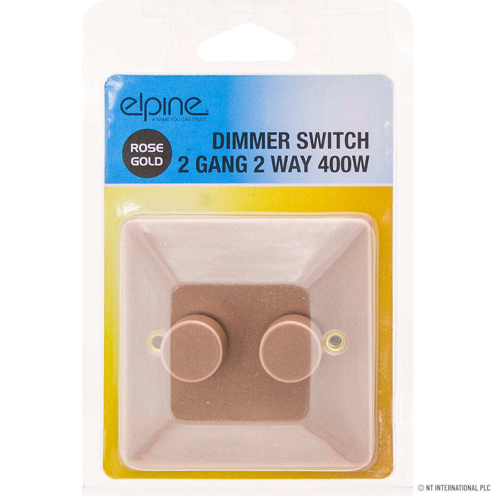 Peak Kit Dimmer Switch 2 Gang 2 Way 400w Rose Gold - Peak Kit