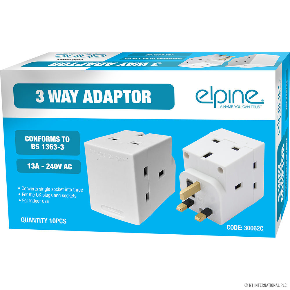 13A 3 Way Mains Adaptor ( 10 )