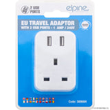 Peak Kit EU Travel Adaptor With 2 X USB - Peak Kit