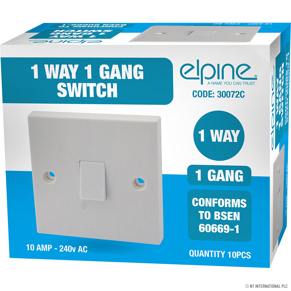 Peak Kit 10A 1 Gang 1 Way Light Switch ( 10 ) White - Peak Kit