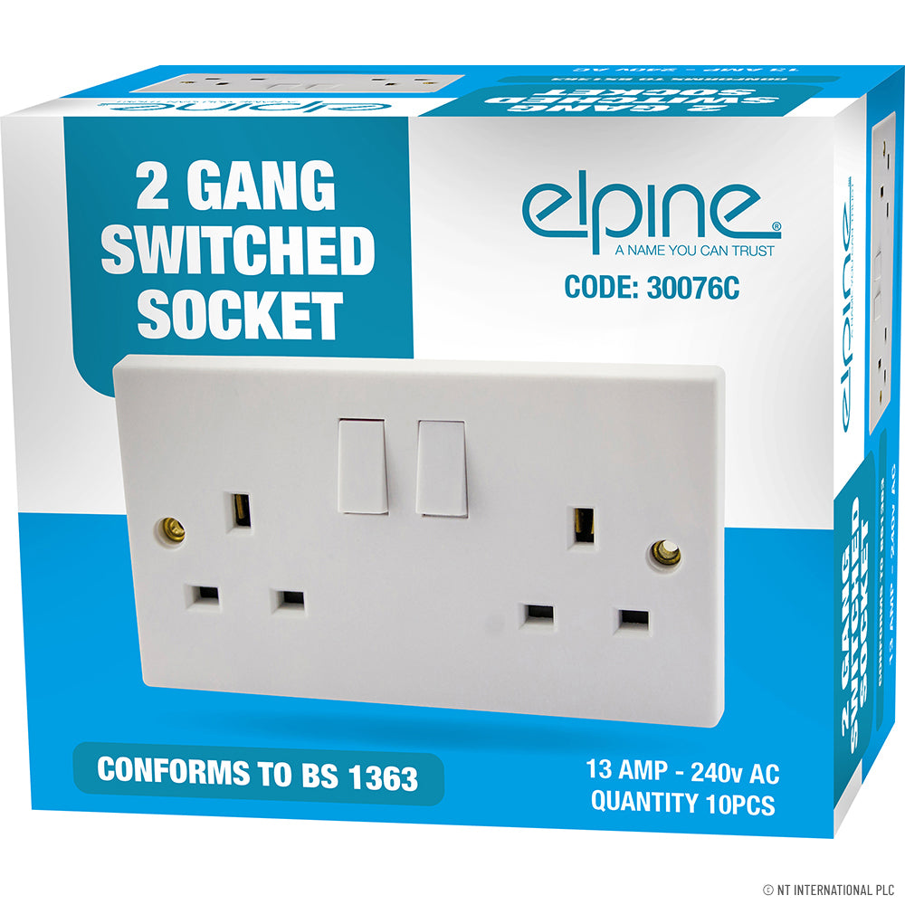 13A 2 Gang Switched Socket (5) White