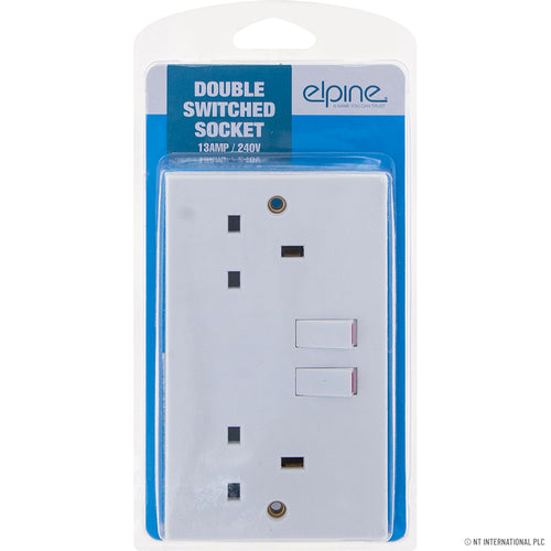 Peak Kit 13A 2 Gang Switched Socket - Double Blister - Peak Kit