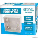 Peak Kit 1 Gang Pattress Box 25mm Single ( 10 ) White - Peak Kit