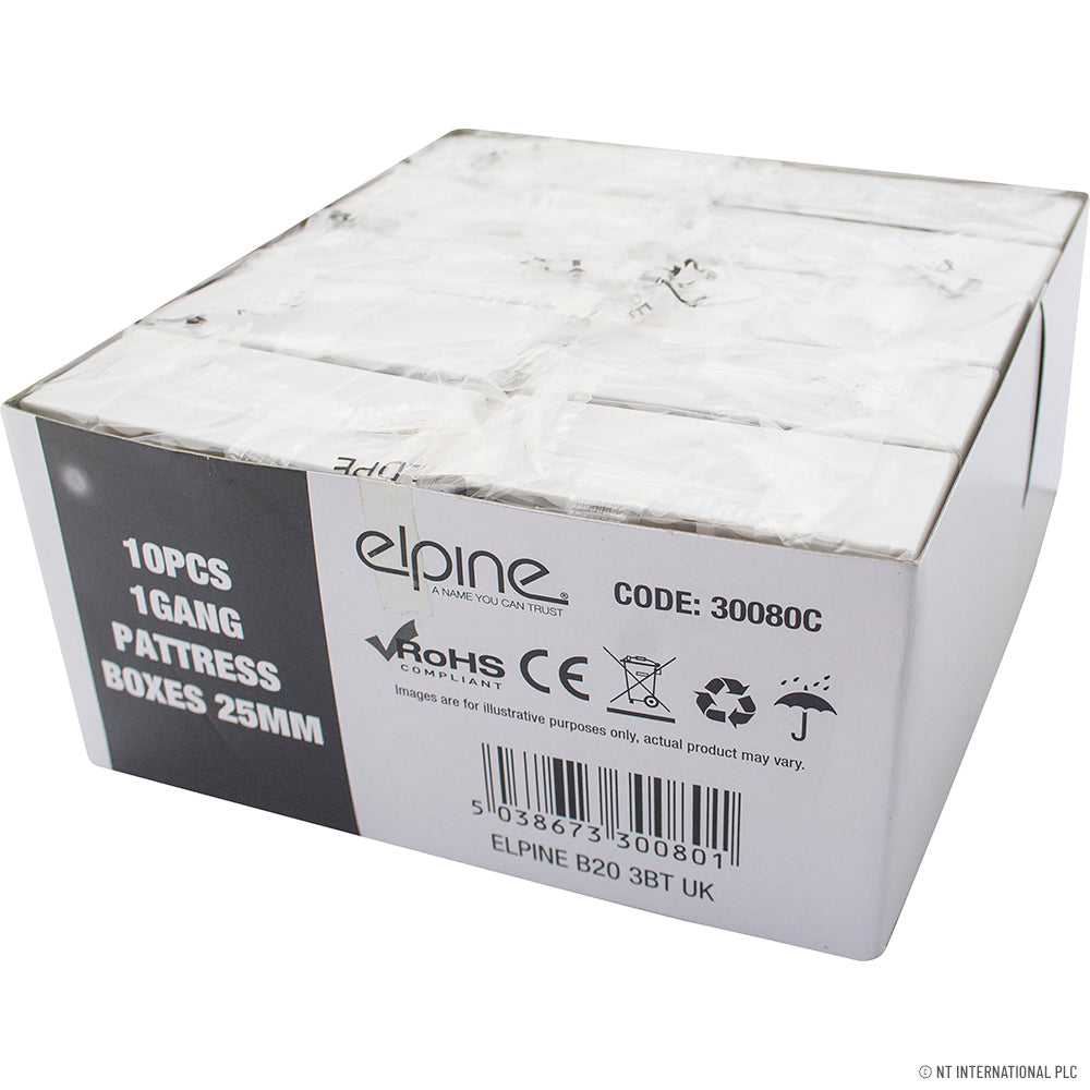 1 Gang Pattress Box 25mm Single ( 10 ) White