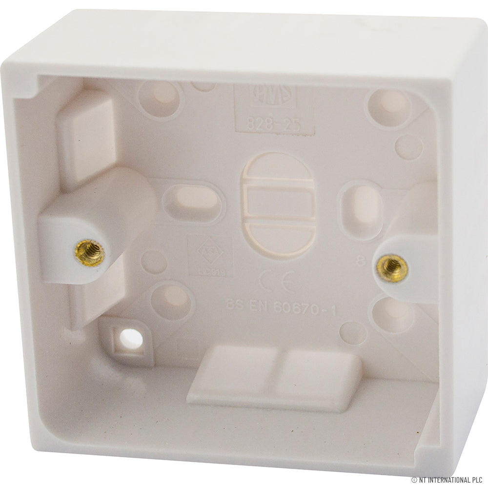 1 Gang Pattress Box 25mm Single ( 10 ) White
