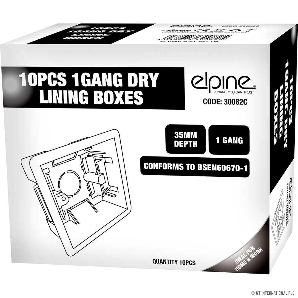 1 Gang Dry Lining Box 35mm Single ( 10 )