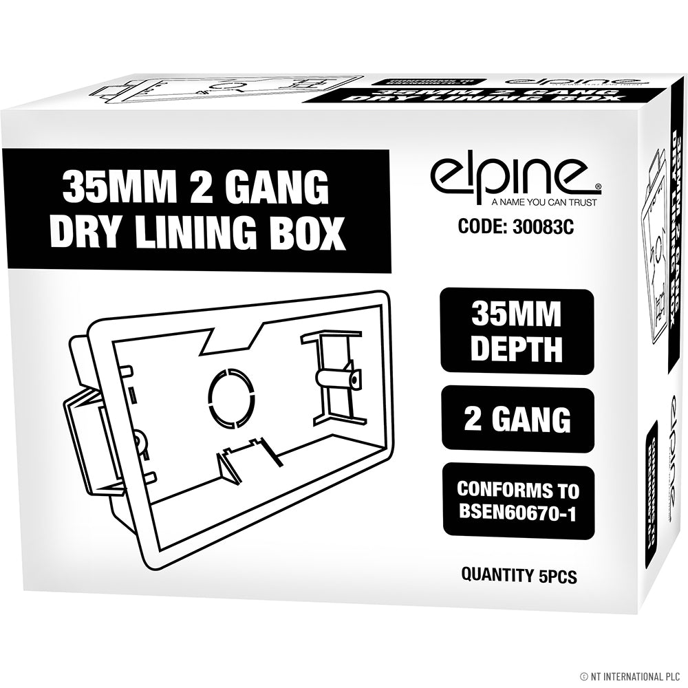 Peak Kit 2 Gang Dry Lining Box 35mm Double ( 5 ) White - Peak Kit