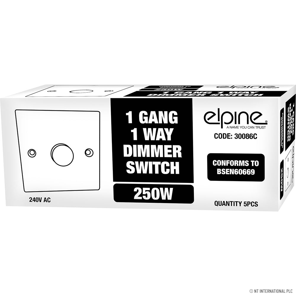 Peak Kit Dimmer Switch 1 Gang 1 Way 250W ( 5 ) White - Peak Kit