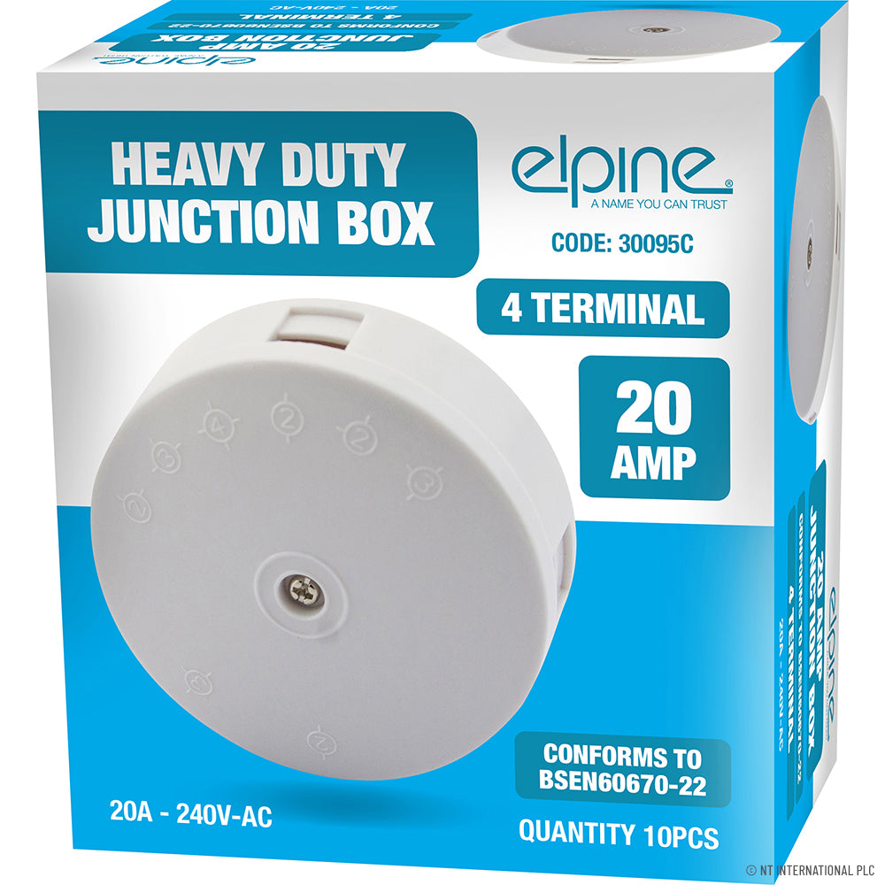 Peak Kit 20 Amp Junction Box 4 Terminals (10) White - Peak Kit