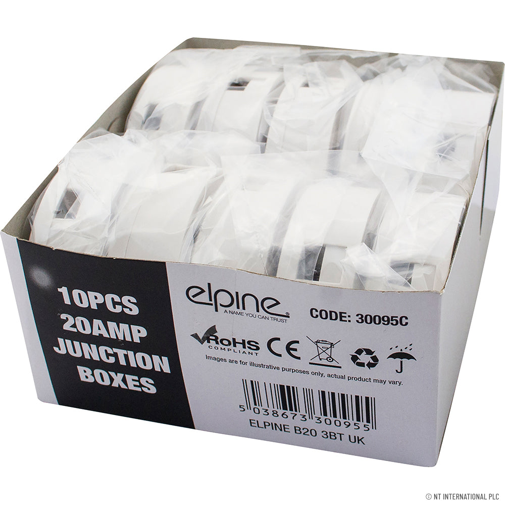 20 Amp Junction Box 4 Terminals (10) White