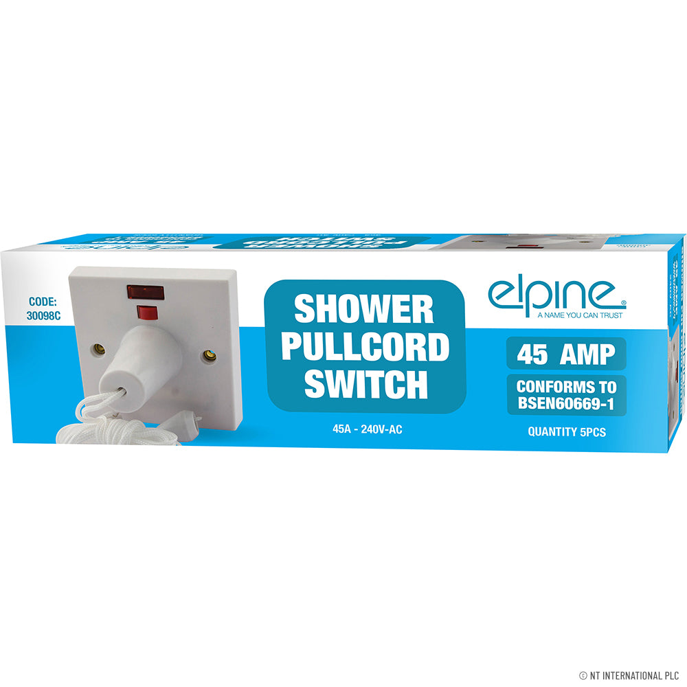 Peak Kit 45 Amp Shower Pullcord Switch (5) White - Peak Kit