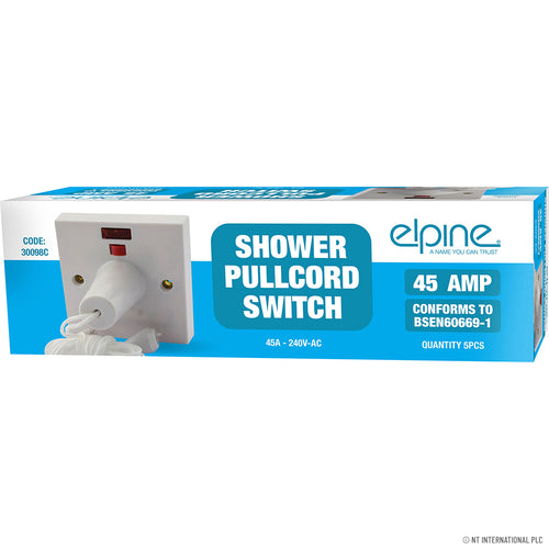 Peak Kit 45 Amp Shower Pullcord Switch (5) White - Peak Kit