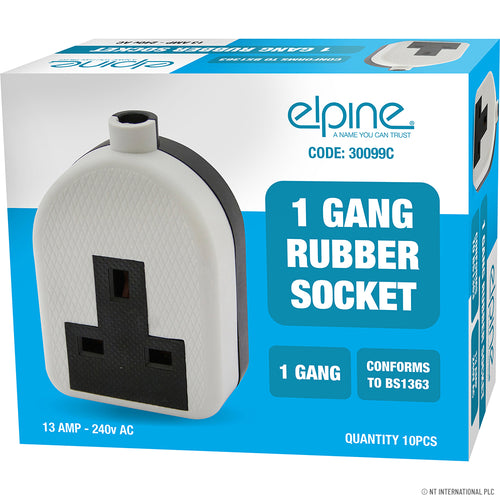 Peak Kit 13A 1 Gang Rubber Socket ( 10 ) White - Peak Kit