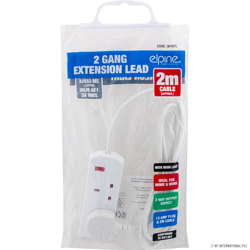 Peak Kit 2 Way 2M Extension Lead With Neon Light - Peak Kit