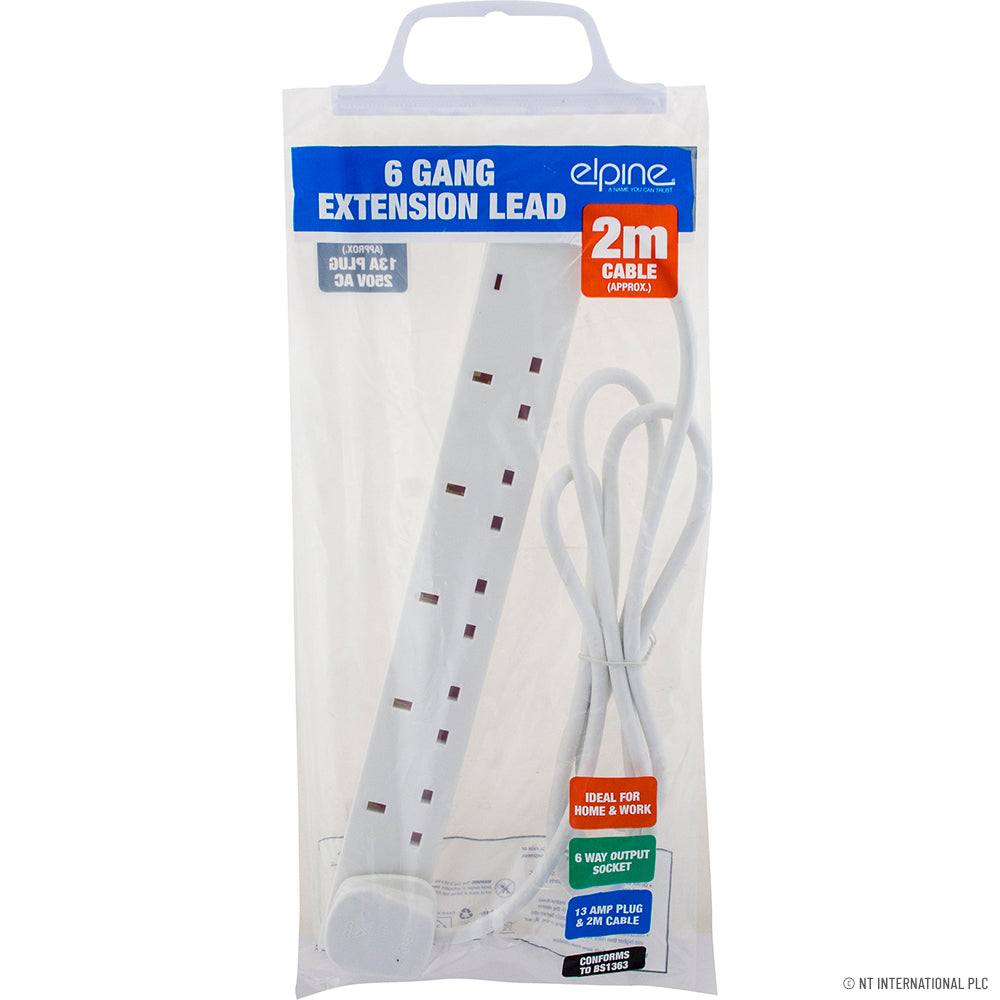 Peak Kit 6 Way 2M Extension Lead with Neon Light - Peak Kit
