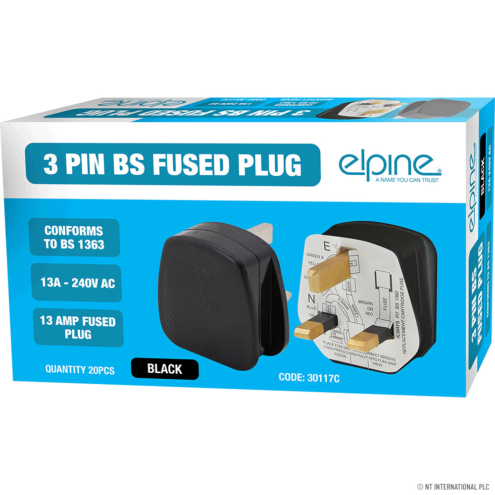 13A 3 Pin Plug - Fused - White ( 20 )