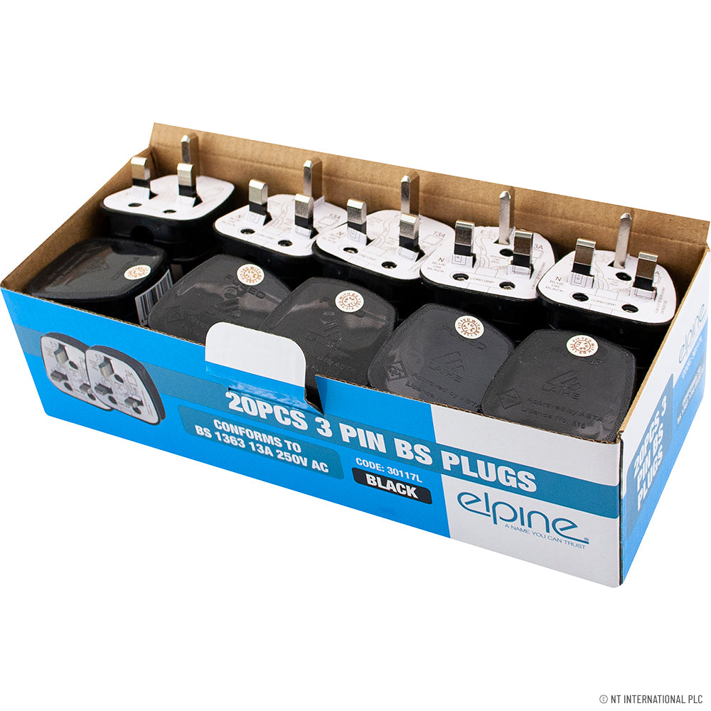 13A 3 Pin Plug - Fused - White ( 20 )